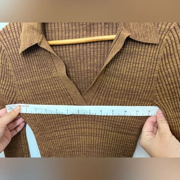 Helmut Lang Womens Dress Small Pecan Marl Stretch Knit Rib Mini Bodycon Designer - Picture 11 of 11